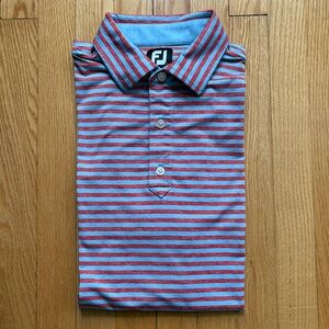 FootJoy Golf Men’s Short Sleeve Polo Shirt Large Blue Red White Stripes